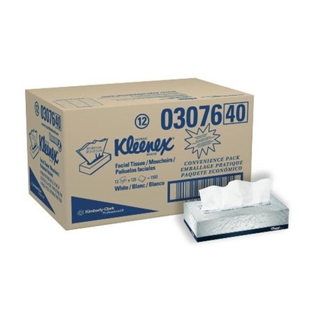 KIMBERLY-CLARK Kimberly-Clark KCC 03076 Kleenex Signal Facial Tissue 8.4X8.6 2P White- 125 Count - Case of 12 KCC 03076